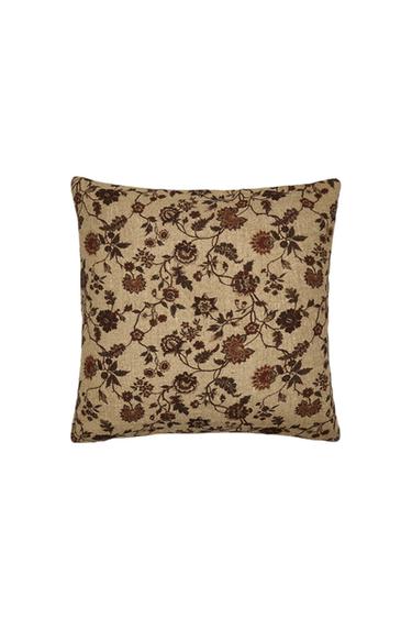 CAPA DE ALMOFADA COM ESTAMPADO FLORAL - Bege-claro da Zara