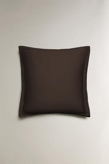SATEEN PILLOWCASE WITH TRIM (300 THREAD COUNT) - Brown by Zara - Image 2