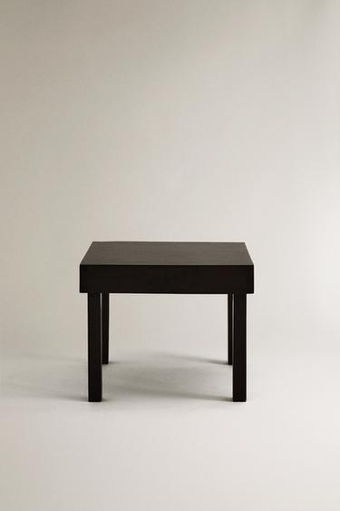 WOOD AND LEATHER SIDE TABLE - Black by Zara - Image 0