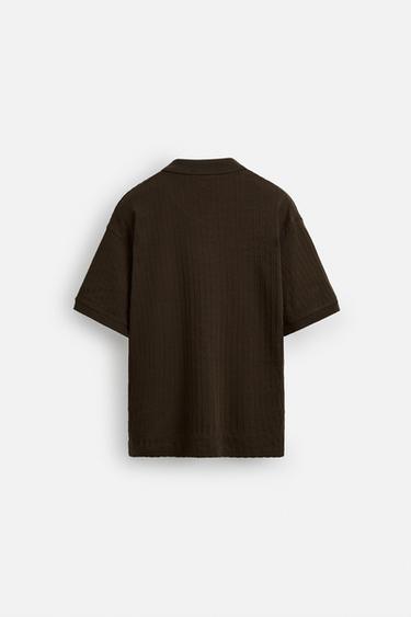 RIBBED TEXTURE POLO SHIRT - Brown by Zara