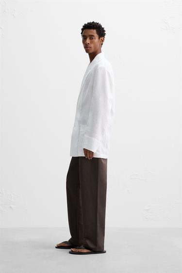 BLAZER COUPE DÉCONTRACTÉE LIN - Blanc de Zara - Image 3