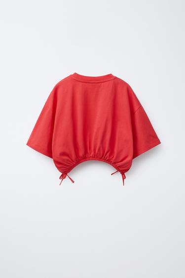 T-SHIRT À IMPRIMÉS EN CROCHET - Rouge de Zara - Image 1