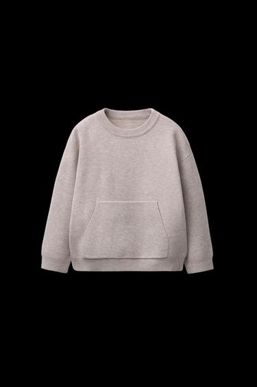 STRICKPULLOVER MIT TASCHE - Hellbeige von Zara