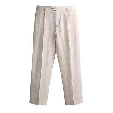 PANTALÓN PLIEGUES TRAJE 100% LINO - Arena de Zara