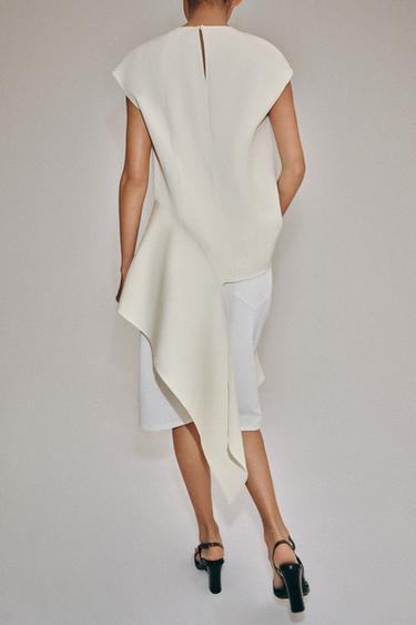 TOP ASYMÉTRIQUE ZW COLLECTION - Écru de Zara - Image 2