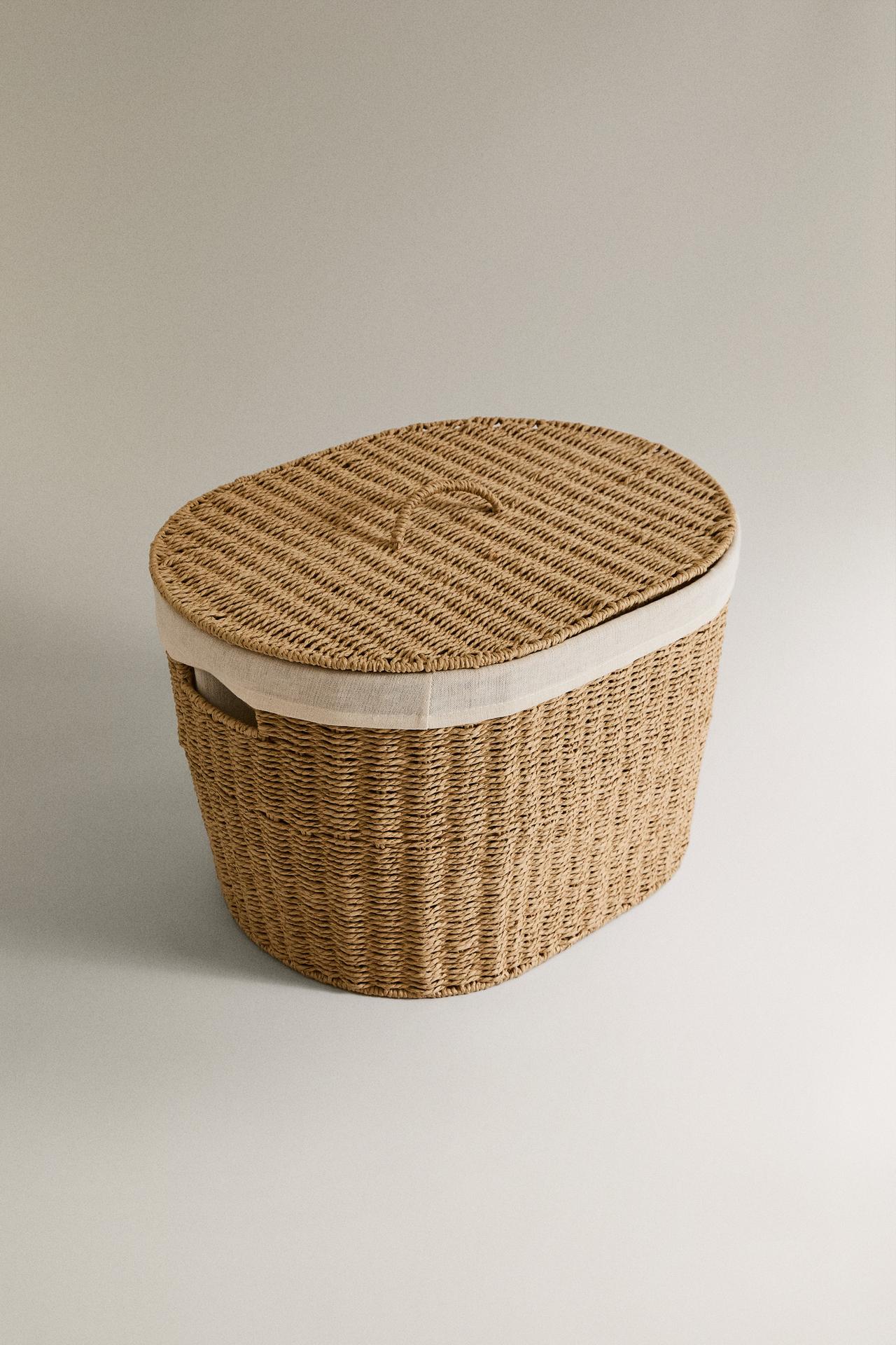 CHEST BASKET WITH LID — Light beige