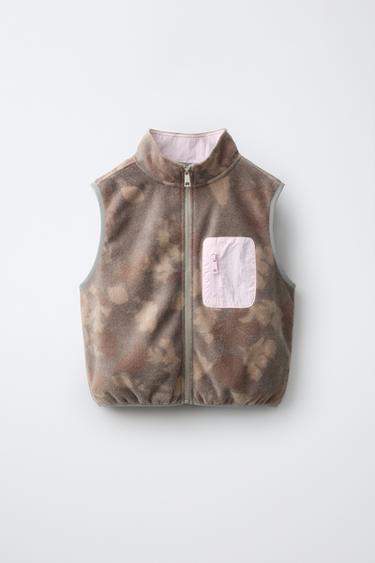 PRINTED FLEECE GILET - Light beige by Zara