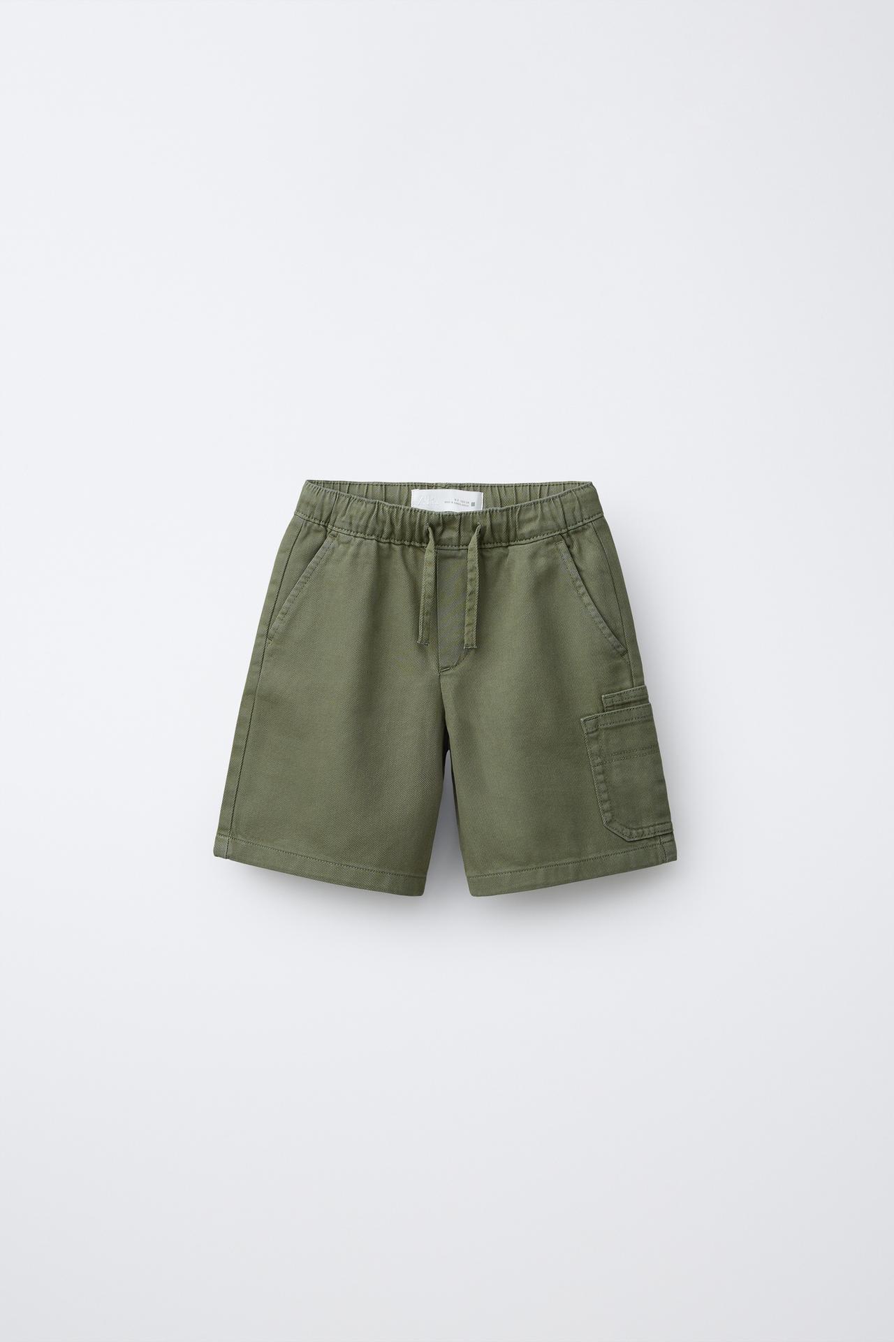 FLOWY TWILL CARGO SHORTS — Green