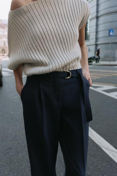 PANTALON À RAYURES TENNIS AVEC CEINTURE - rayures de Zara - Image 4