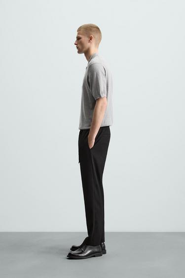 Zara JOGGER WAIST STRETCH PANTS - Black