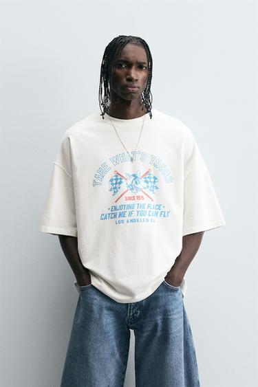 Zara WASHED PRINTED SWEATSHIRT - Cream