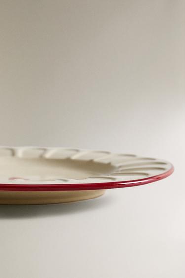 ASSIETTE À DESSERT GRÈS ONDES NOËL - Blanc / Rouge de Zara - Image 3