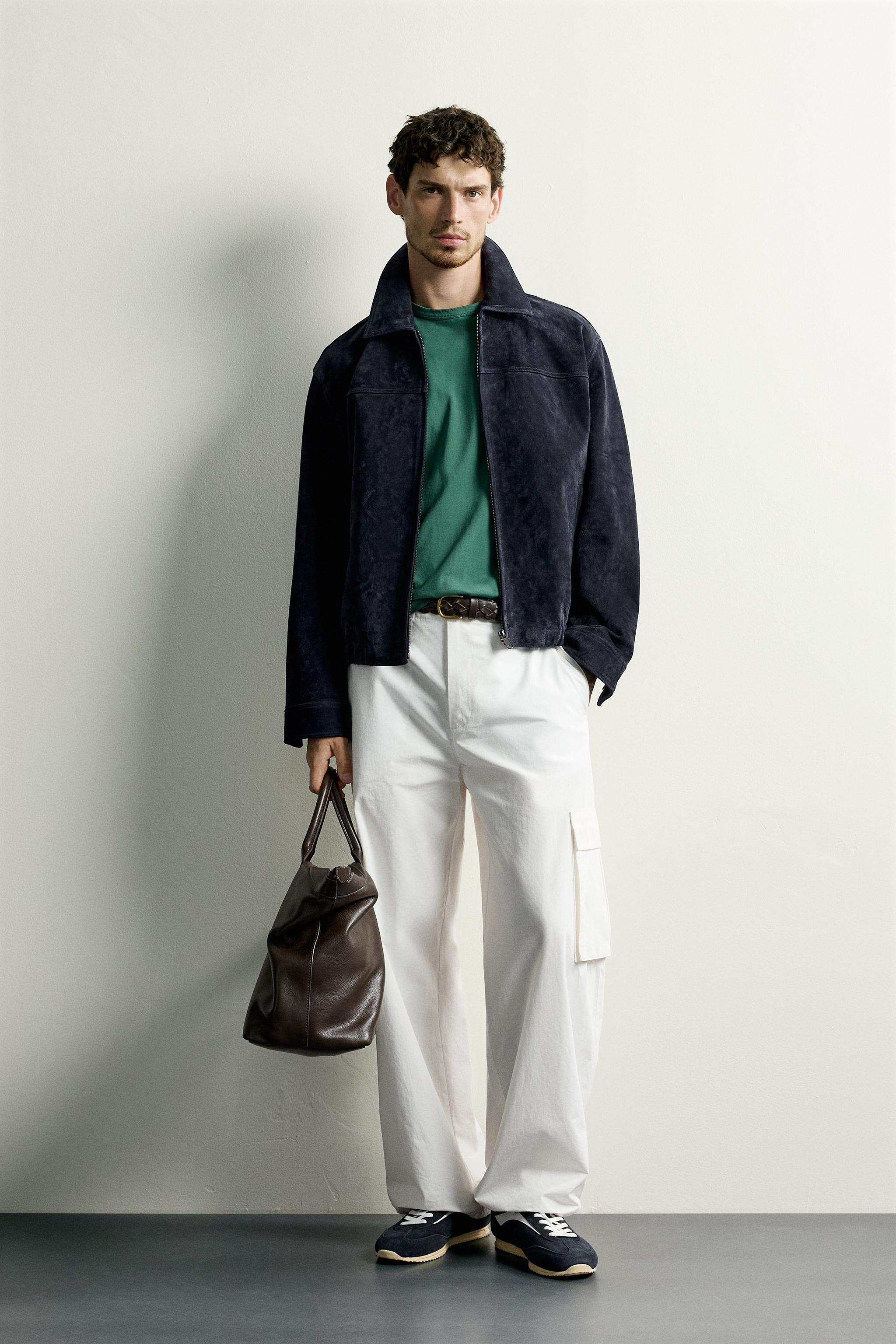Мужские куртки Zara SUEDE LEATHER REGULAR FIT JACKET