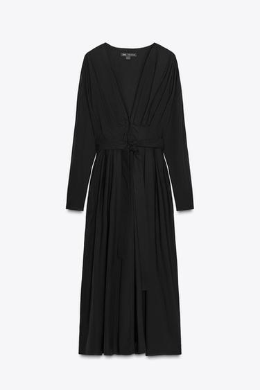 ZW COLLECTION PLEATED MIDI DRESS - Black by Zara - Image 3