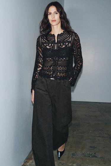 BLOUSE CROCHET ZW COLLECTION - Noir de Zara - Image 3