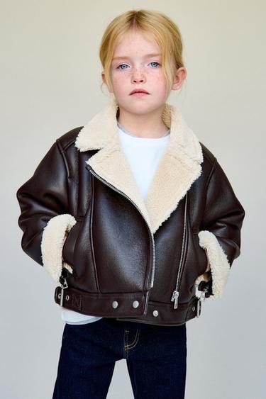 Zara DOUBLE-FACED BIKER JACKET - Brown