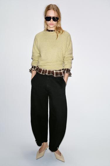 Z1975 BALLOON FIT MID-WAIST JEANS - Black by Zara