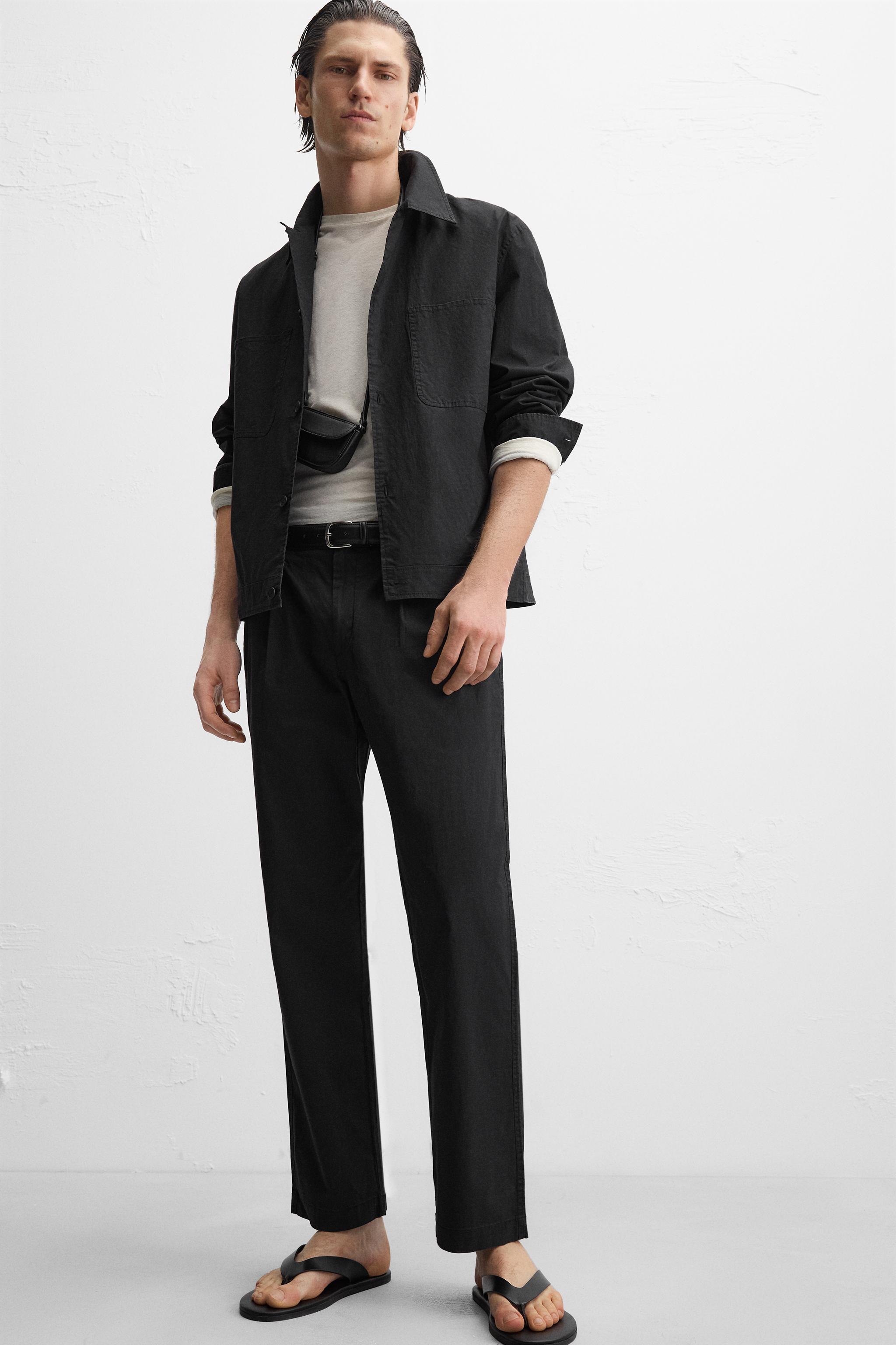 ZARA テクスチャー スーツ ブレザー + スラックス パンツ ブラック黒M リラックスフィット テクスチャードパンツ - ブラック | ZARA
