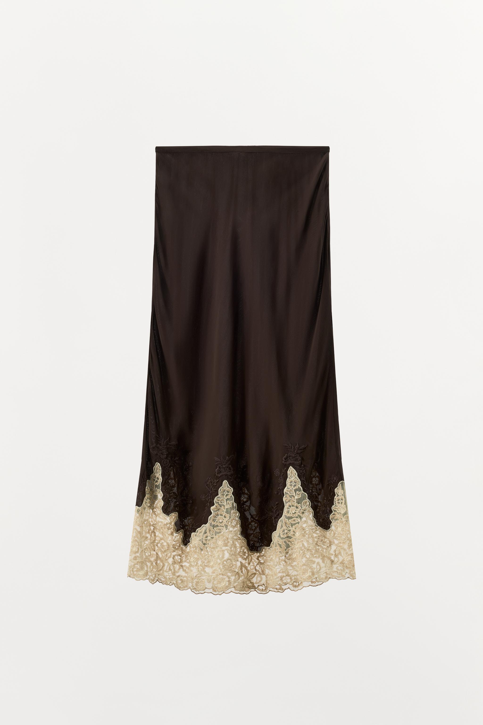 JUPE MI-LONGUE 100% VISCOSE BRODERIES DENTELLE