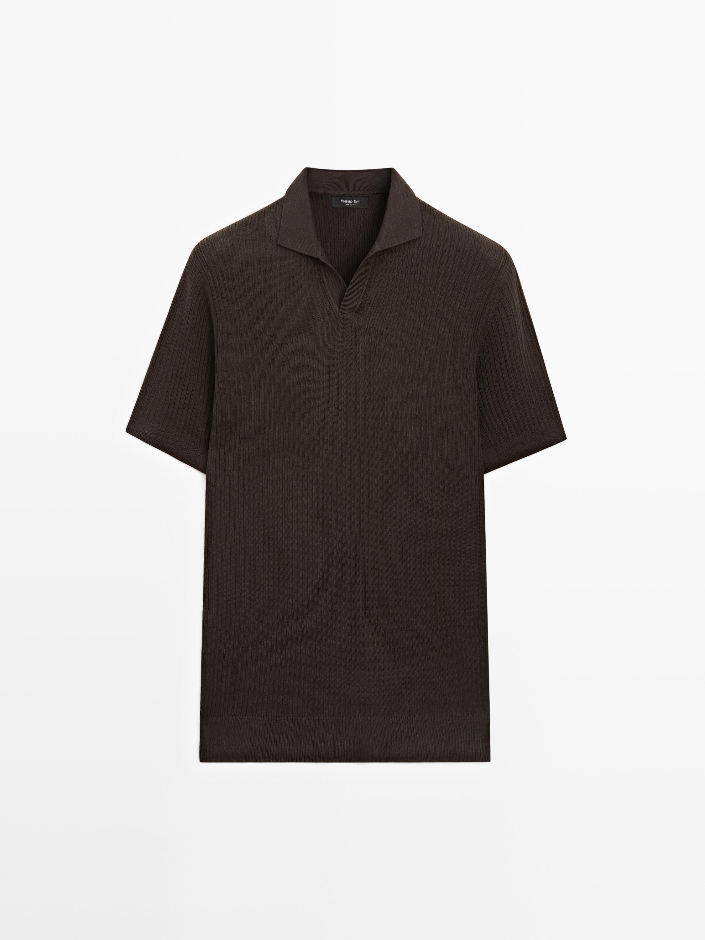 Regular fit cotton knit polo shirt