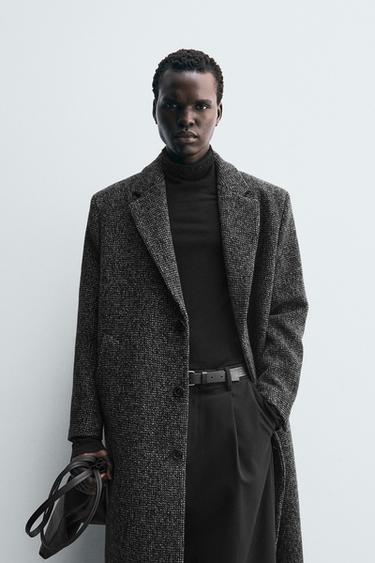 ABRIGO MEZCLA LANA ESTRUCTURA - Negro de Zara
