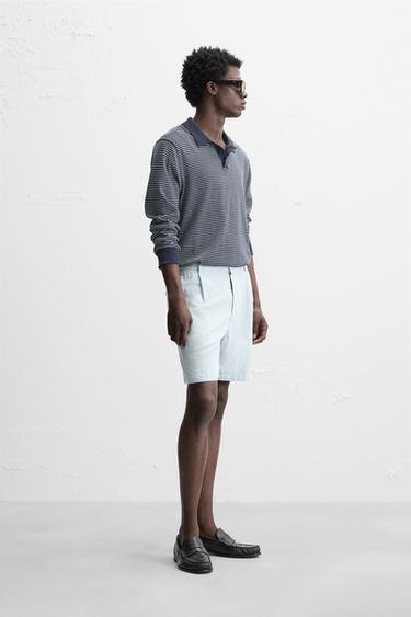 BERMUDA DÉLAVÉ PLIS - Bleu ciel de Zara - Image 3