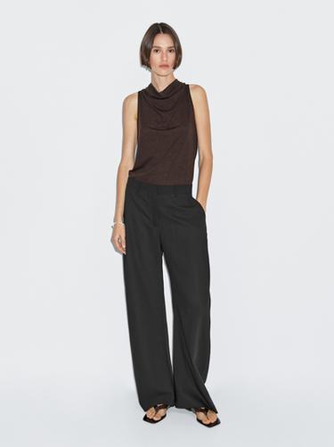 Zara Sleeveless top with draped neckline - Dark brown
