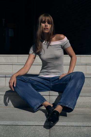 HIGH-WAIST TRF BARREL JEANS - Navy blue by Zara - Image 0
