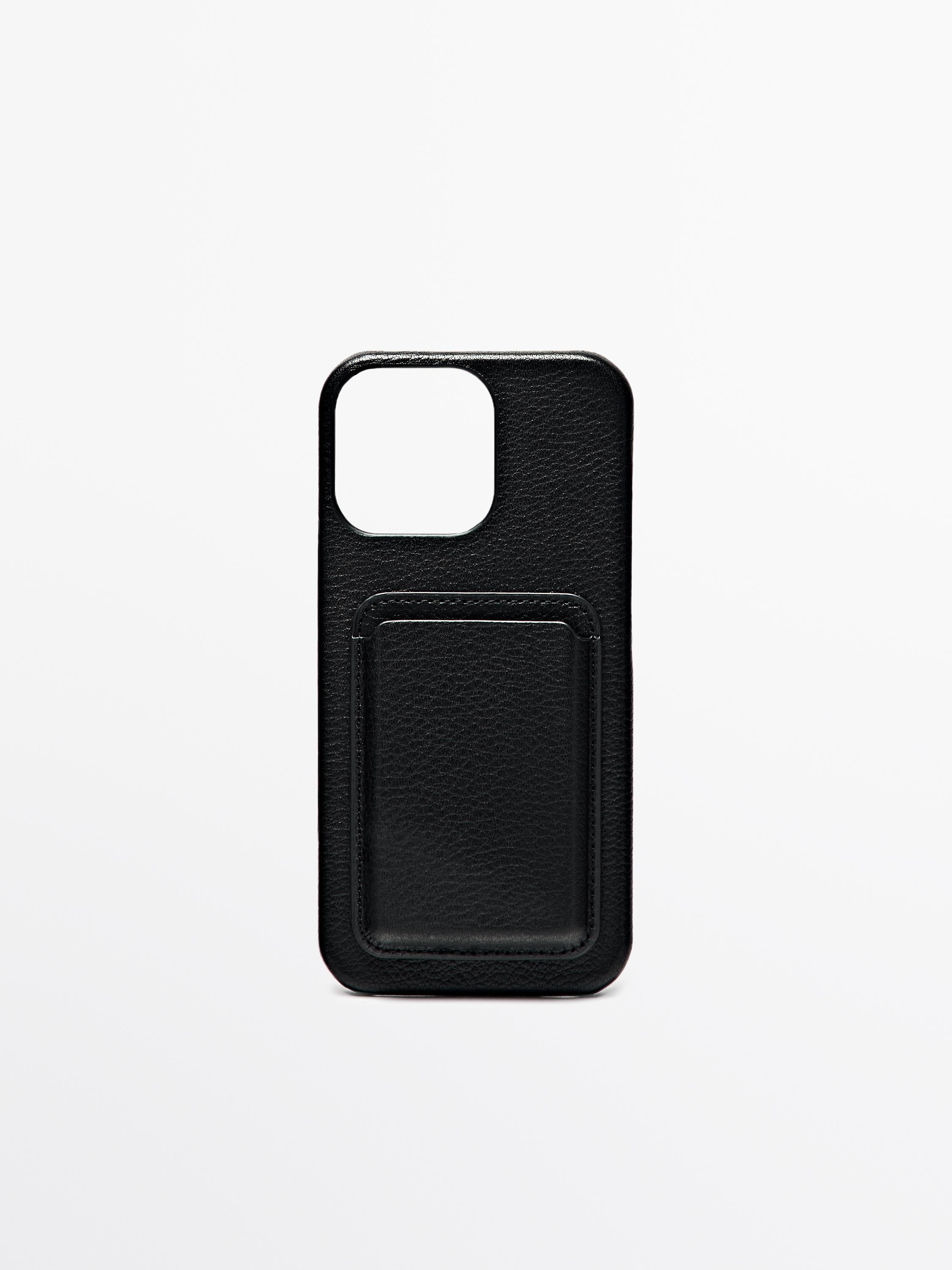 Nappa leather iPhone Pro Max case — Black