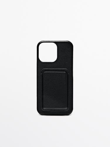Coque iPhone Pro Max en cuir nappa - Noir de Zara