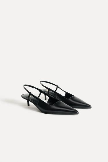 Zara LEATHER SLINGBACKS 50TH ANNIVERSARY - Black