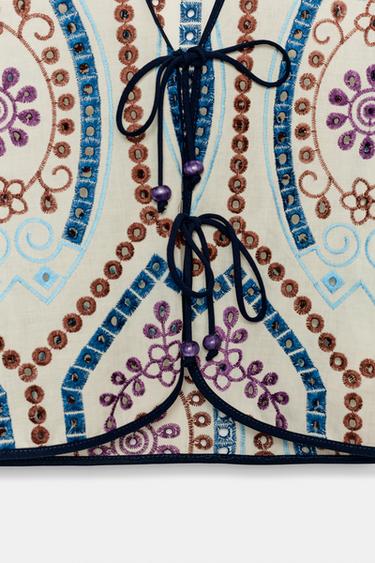 CUTWORK EMBROIDERED CROP TOP - Multicoloured by Zara - Image 6