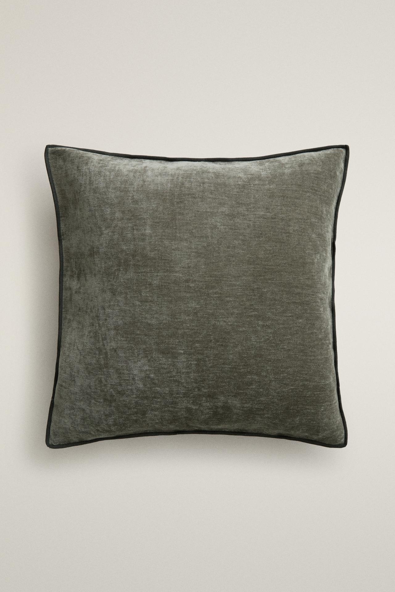 CHENILLE THROW PILLOW COVER — Blue / Gray