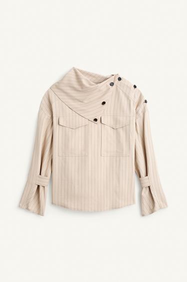 Zara STRPD PCKT SHRT - Beige