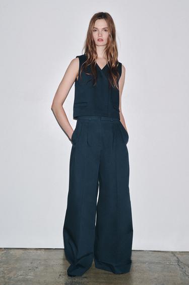 ZW COLLECTION PLEATED TROUSERS - Navy blue by Zara - Image 3