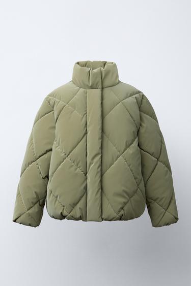 RUBBERISED PUFFER JACKET - Khaki by Zara