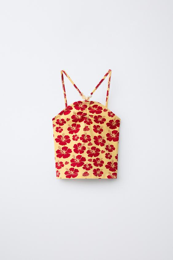 TOP ESTAMPADO FLORES - CRUDO de Zara - Imagen 0