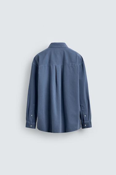 CHEMISE LAVÉE RELAXED FIT - Bleu chiné de Zara - Image 8