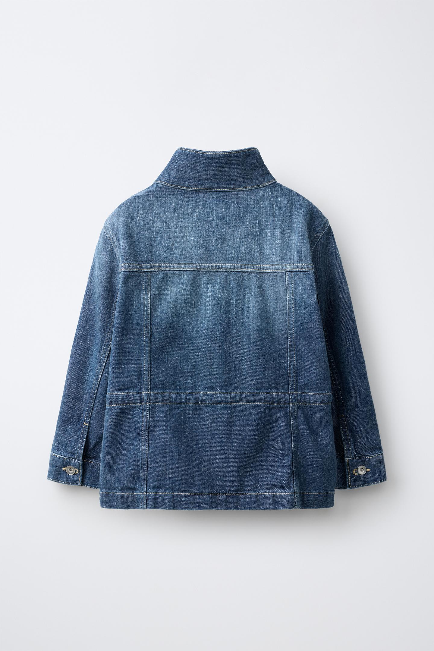 Детская куртка Zara Denim Jacket with Drawstring, цвет: Индиго — фото 2