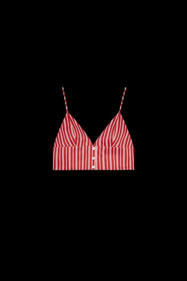 STRIPED CROP TOP - Red / White by Zara - Image 0