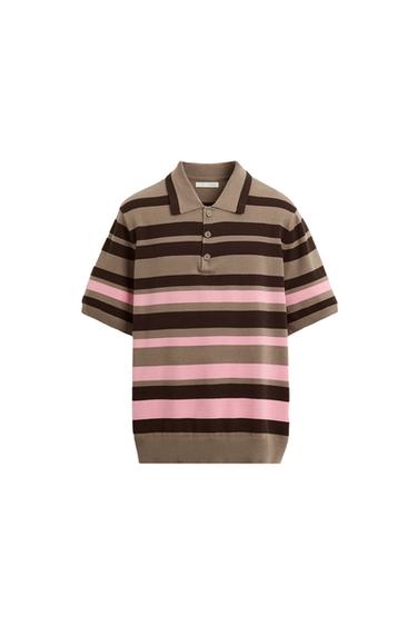 JACQUARD STRIPED KNIT POLO SHIRT
