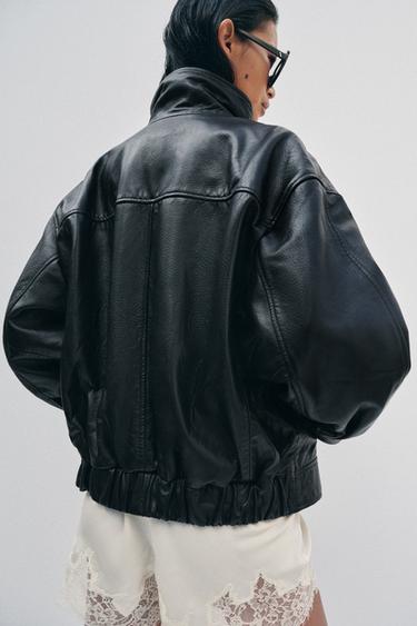 Zara ZW COLLECTION LIMITED EDITION LEATHER JACKET - Black