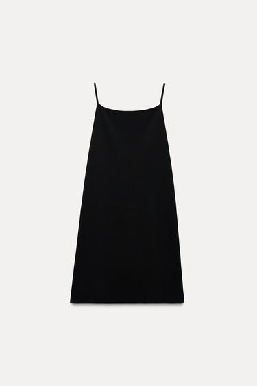 Zara STRAPPY KNIT MINI DRESS - Black
