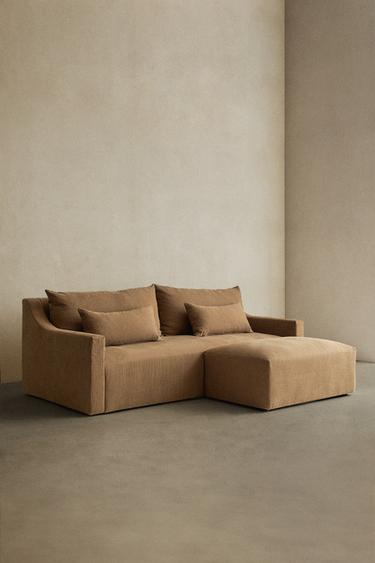 WASHED LINEN POUF - Brick by Zara - Image 2