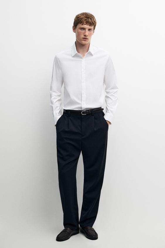 Chemise stretch coupe slim - Blanc de Zara - Image 0