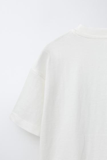 T-SHIRT À DESSIN FLOQUÉ - Blanc de Zara - Image 3
