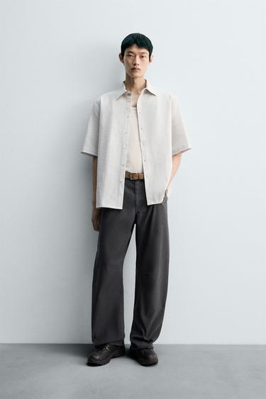 ÁO SƠ MI VẢI SEERSUCKER - Màu ghi xám từ Zara