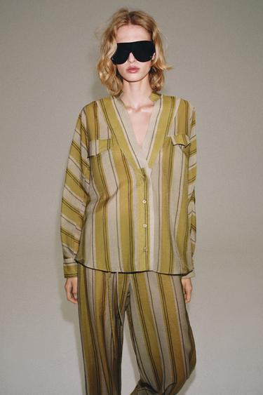 ZW COLLECTION STRIPED SHIRT - Green stripe by Zara