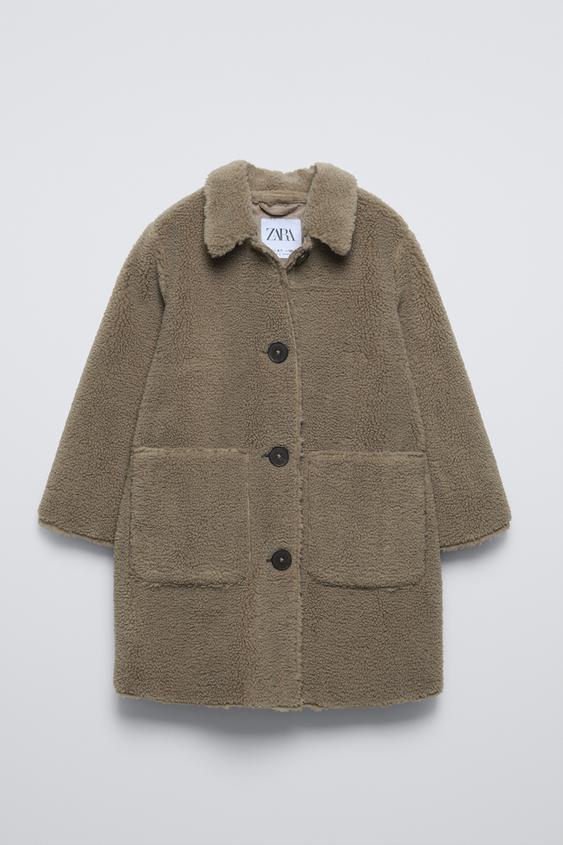 DOUBLEFACED FAUX SHEARLING COAT Brown / Taupe ZARA Ireland
