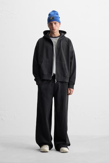 ウォッシュ加工ワイドレッグジョガーパンツダークグレーZaraのウォッシュ加工ワイドレッグジョガーパンツ - ダークグレー 